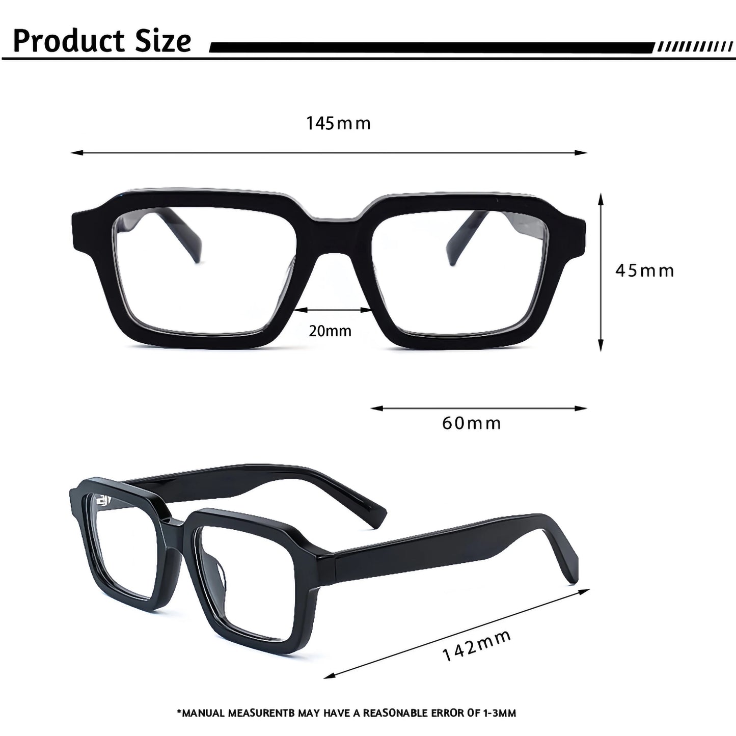 Lunettes Vintage Carrées CATERSIDE™ en Acétate – Monture Large Unisexe pour un Style Moderne et une Élégance Intemporelle