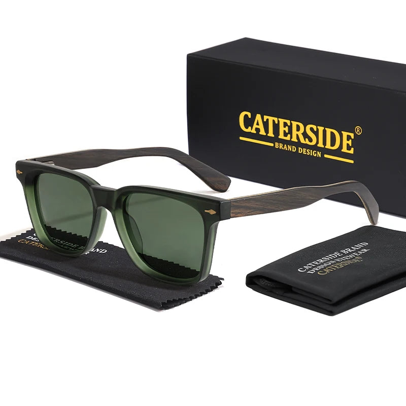 Lunettes de soleil Caterside™ Vintage Bois Polarisées – Élégance naturelle & protection UV400