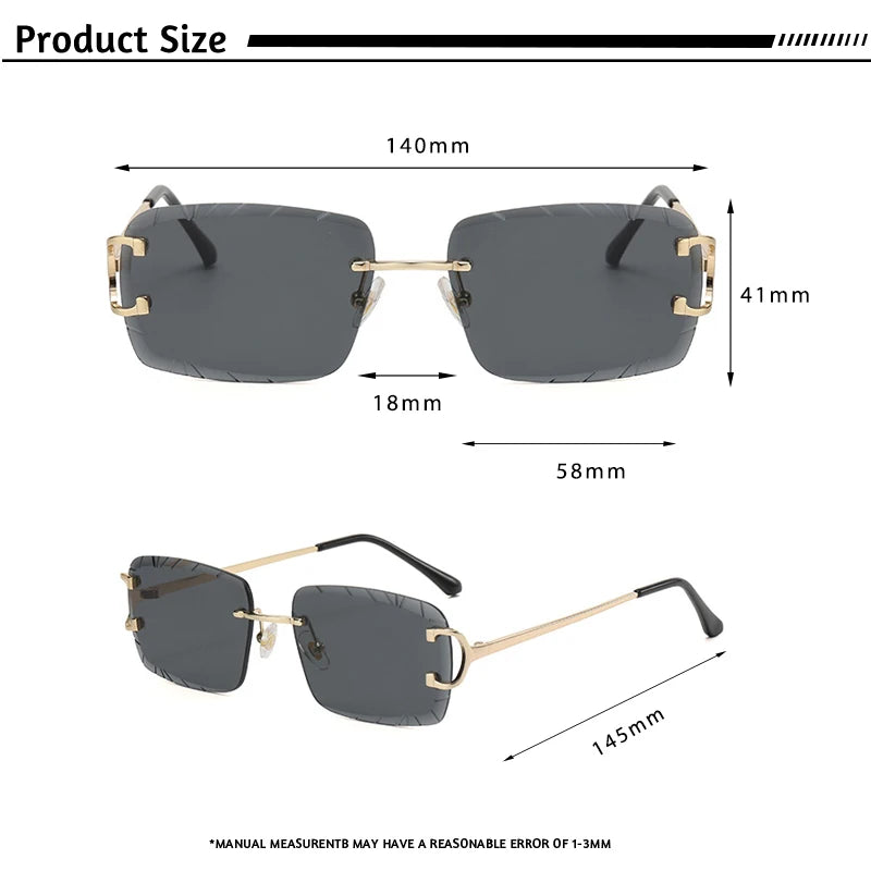 Lunettes de Soleil Sans Monture Carrées – Caterside Vintage UV400 (Mixte)