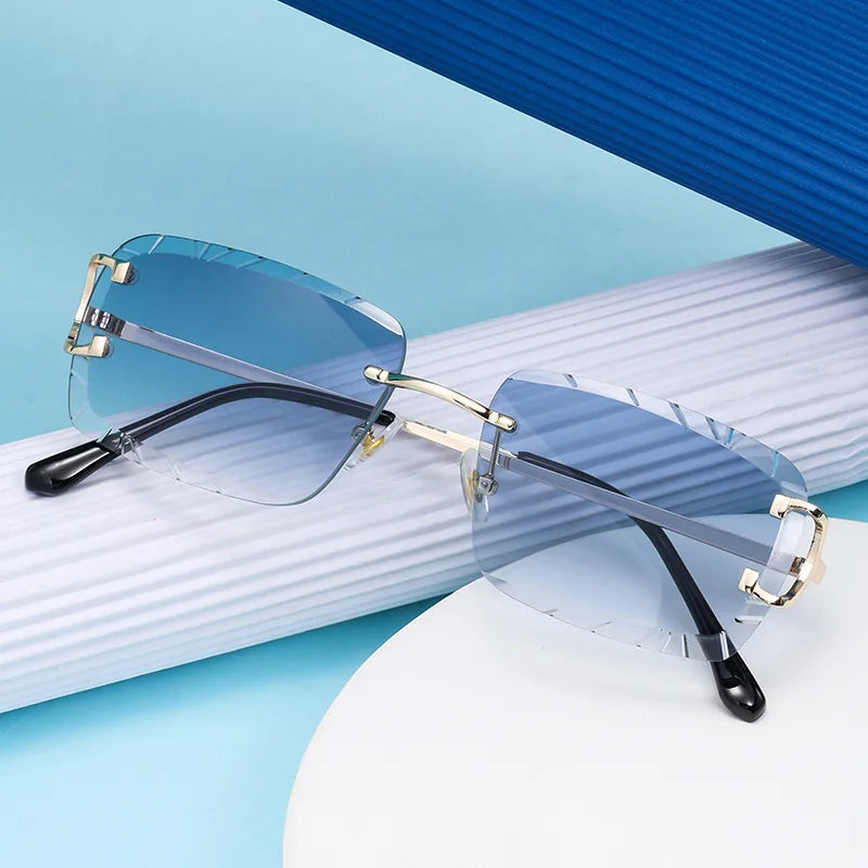 Lunettes de Soleil Sans Monture Carrées – Caterside Vintage UV400 (Mixte)