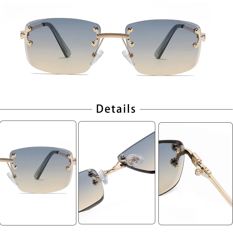 Lunettes de Soleil Rétro Sans Monture – Caterside UV400 (Mixte)