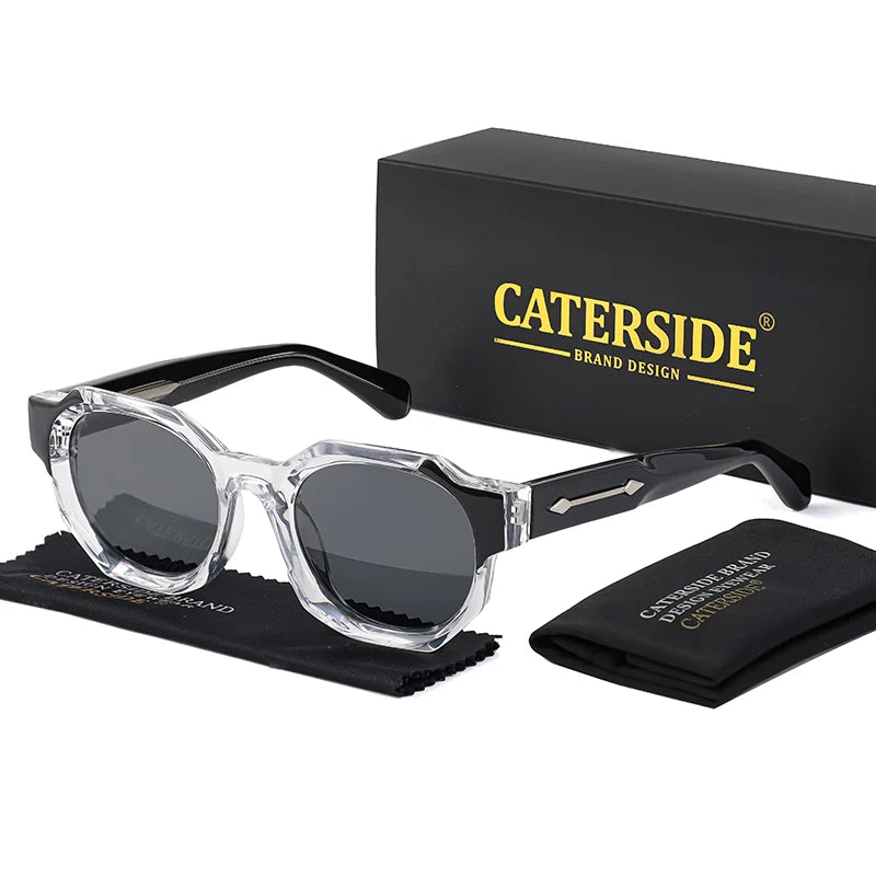 CATERSIDE Punk Square Sunglasses Men Vintage