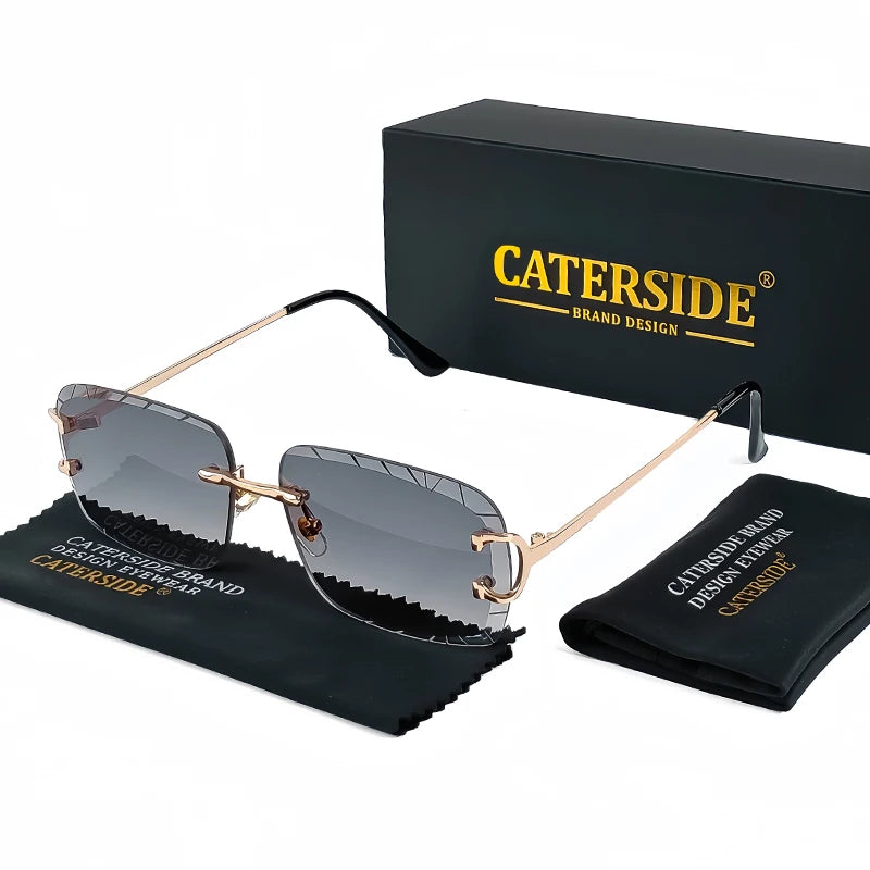 Lunettes de Soleil Sans Monture Carrées – Caterside Vintage UV400 (Mixte)