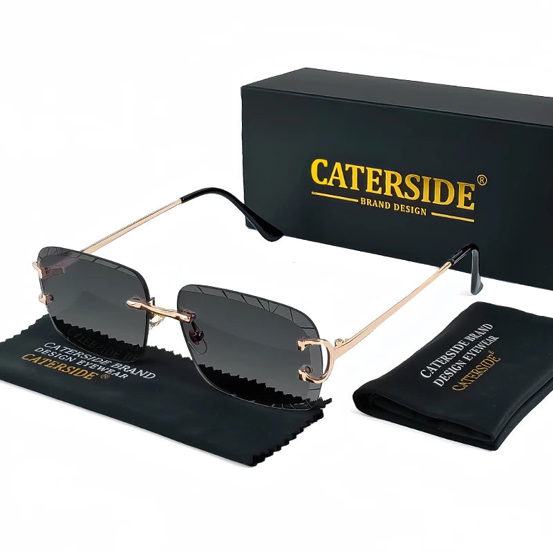 Lunettes de Soleil Sans Monture Carrées – Caterside Vintage UV400 (Mixte)