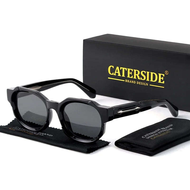 CATERSIDE Retro Punk Square Sunglasses Men Vintage
