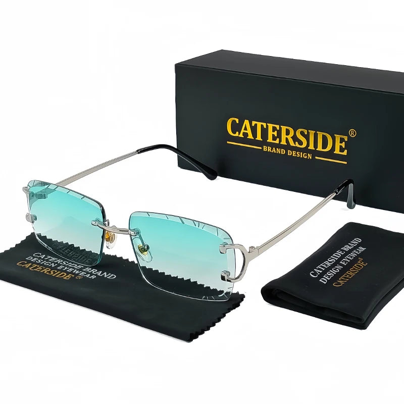 Lunettes de Soleil Sans Monture Carrées – Caterside Vintage UV400 (Mixte)