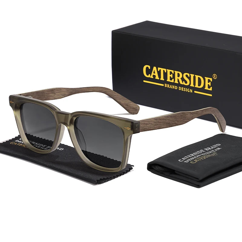Lunettes de soleil Caterside™ Vintage Bois Polarisées – Élégance naturelle & protection UV400