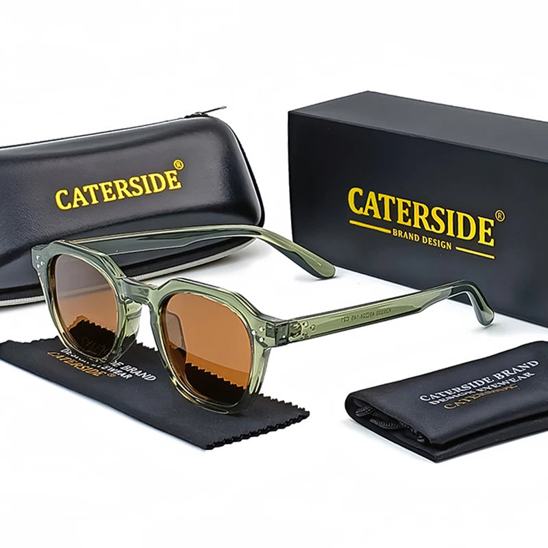 Caterside™ – Lunettes de soleil rétro polarisées avec branches en acétate (Homme)