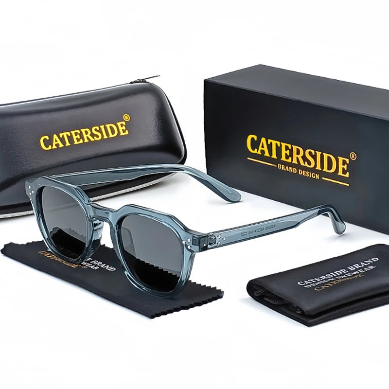 Caterside™ – Lunettes de soleil rétro polarisées avec branches en acétate (Homme)