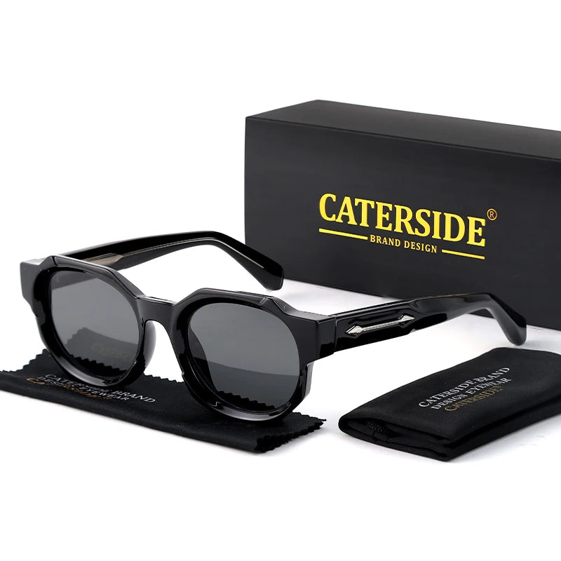 CATERSIDE Punk Square Sunglasses Men Vintage
