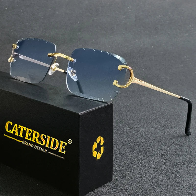 Lunettes de Soleil Sans Monture Carrées – Caterside Vintage UV400 (Mixte)