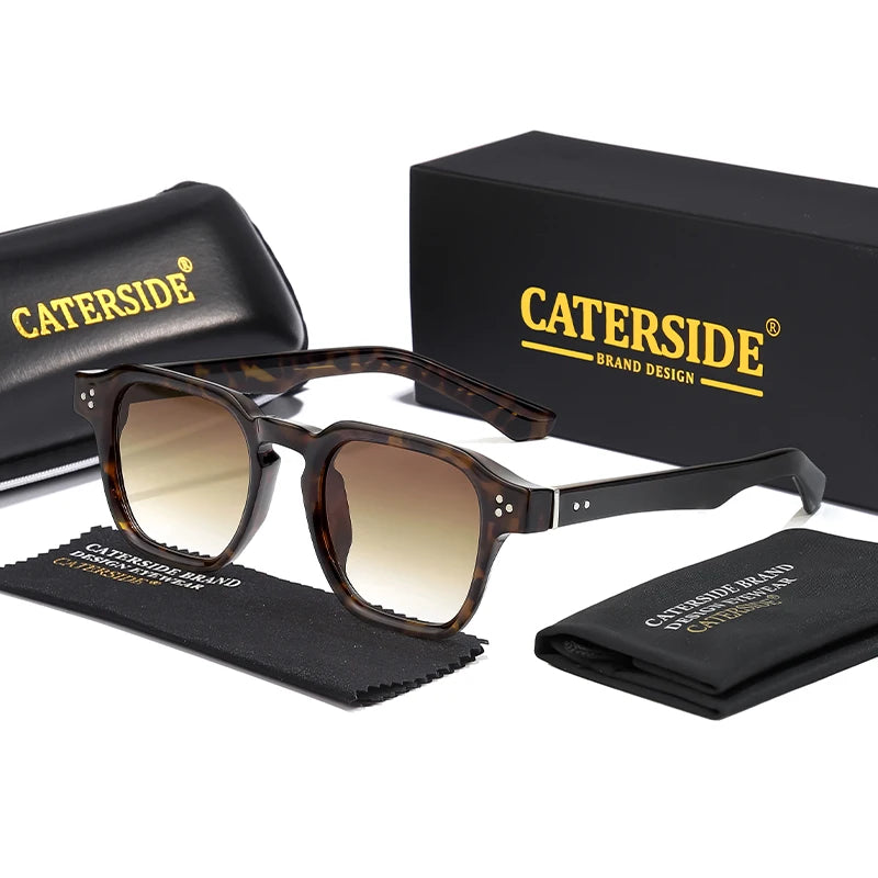 Lunettes de soleil Caterside à monture écaille et verres dégradés, boîte et étui noir de marque