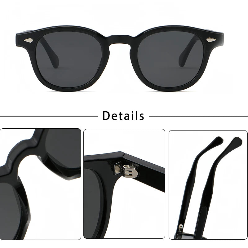 Lunettes de soleil noires modernes avec verres foncés et détails argentés, design élégant unisexe