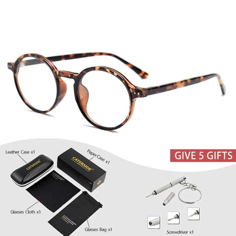Gafas graduadas unisex CATERSIDE con montura redonda retro TR90 y protección contra la luz azul