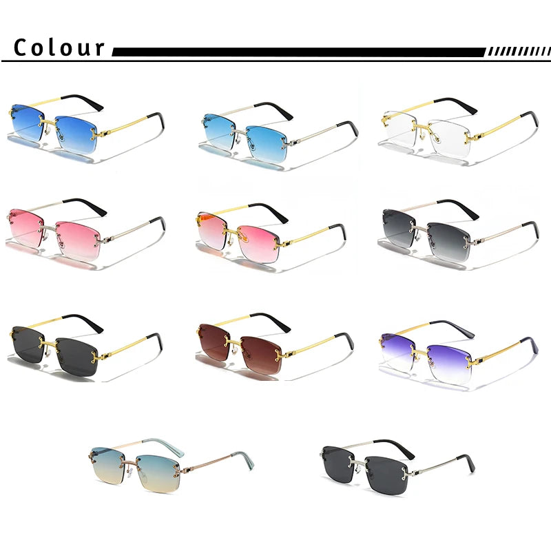 Lunettes de Soleil Rétro Sans Monture – Caterside UV400 (Mixte)
