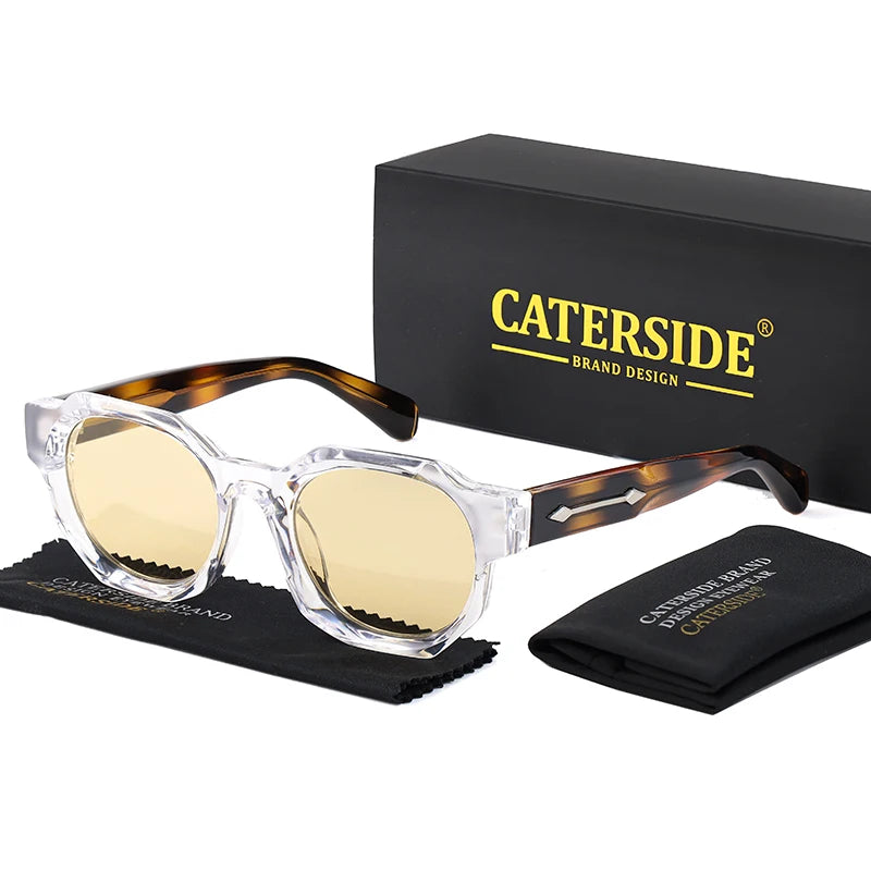 CATERSIDE Punk Square Sunglasses Men Vintage