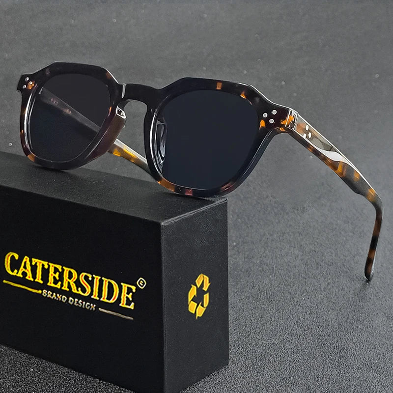 Caterside™ – Lunettes de soleil rétro polarisées avec branches en acétate (Homme)