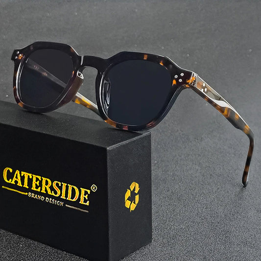 Caterside™ – Lunettes de soleil rétro polarisées avec branches en acétate (Homme)