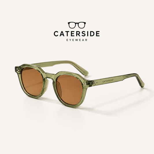 CATERSIDE Lunettes de soleil rétro polarisées légères avec monture polygonale