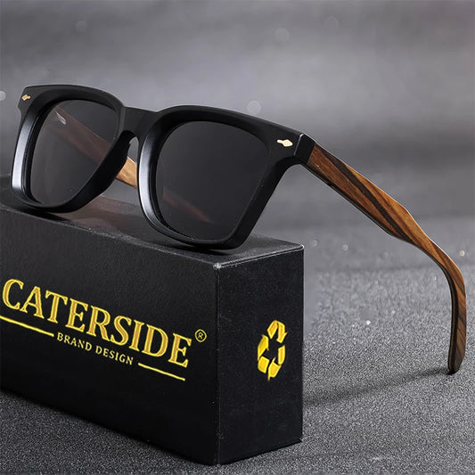 Lunettes de soleil Caterside™ Vintage Bois Polarisées – Élégance naturelle & protection UV400