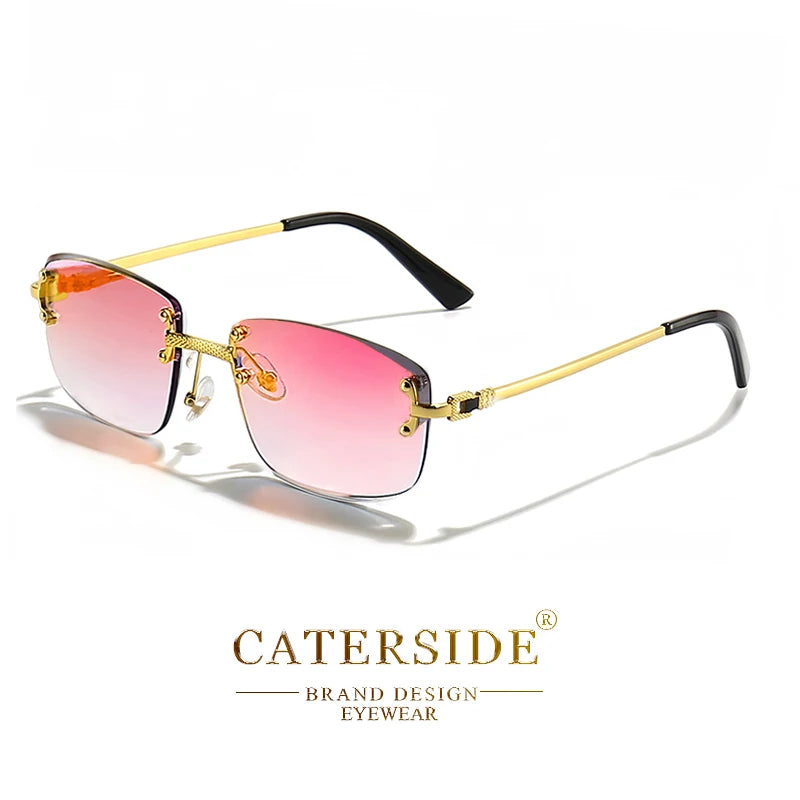 Lunettes de soleil Caterside à monture dorée et verres dégradés roses élégantes