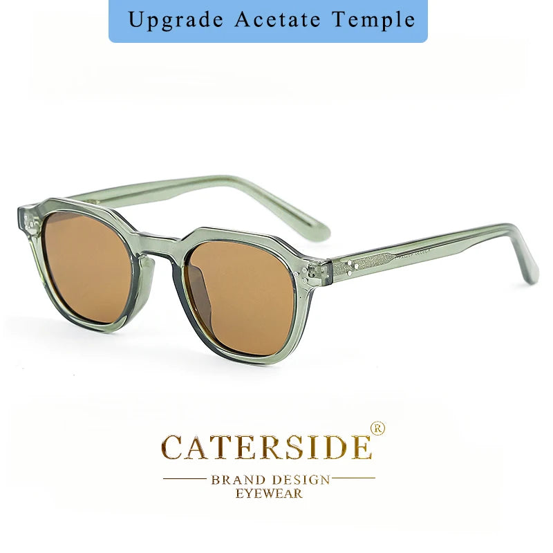 Lunettes de soleil CaterSide en acétate vert clair avec verres teintés marron et monture géométrique