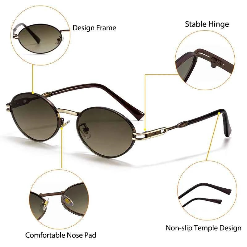 Oval Sunglasses UV400 | Premium Metal Frame | Caterside Eyewear