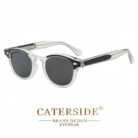 Lunettes de soleil CATERSIDE transparentes avec verres noirs et branches noires élégantes