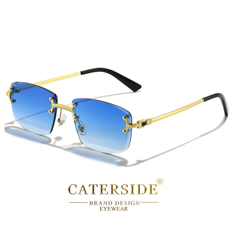Lunettes de soleil CATERIDE avec verres bleus dégradés et monture fine dorée design élégant