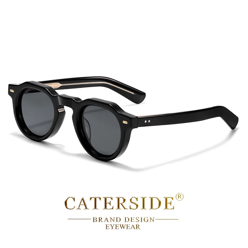 Lunettes de soleil noires rondes au design épais et moderne de la marque Caterside