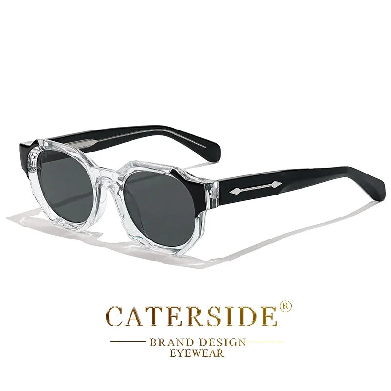 Lunettes de soleil Caterside avec monture transparente et branches noires, verres foncés