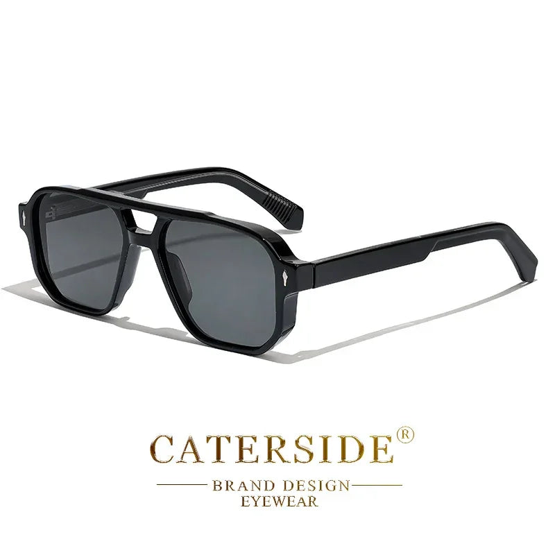 Lunettes de soleil noires carrées Caterside design élégant haute qualité
