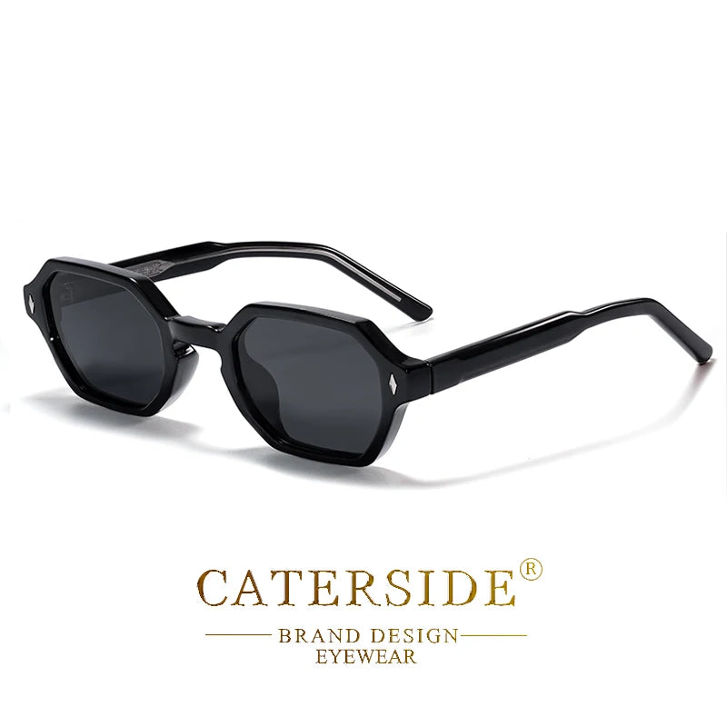 Lunettes de soleil noires à monture octogonale design moderne Caterside