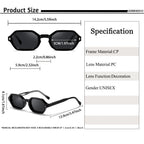 Lunettes noires octogonales unisexes, dimensions précises et matériaux CP pour monture et PC pour verres