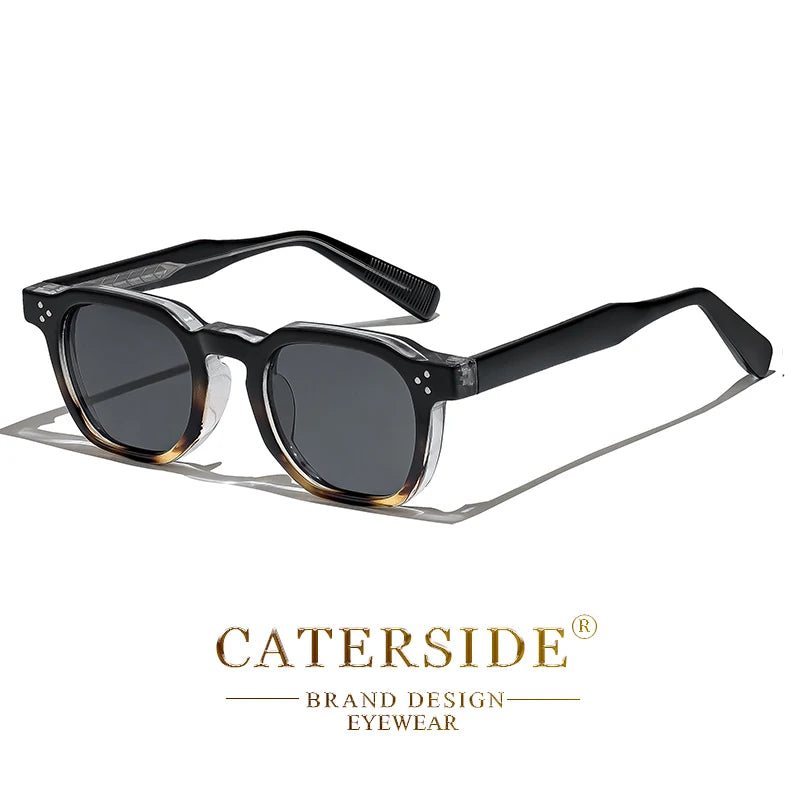 Lunettes de soleil noires Caterside avec monture épaisse et verres fumés, design moderne