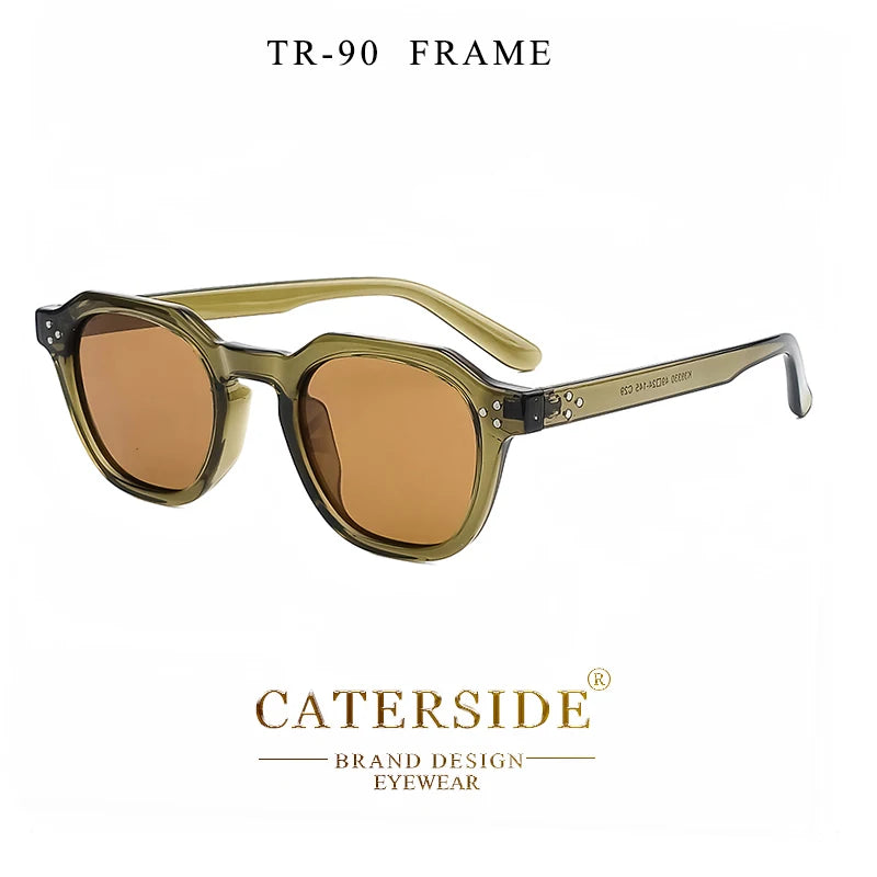 Lunettes de soleil CaterSide avec monture TR-90 translucent vert olive et verres bruns