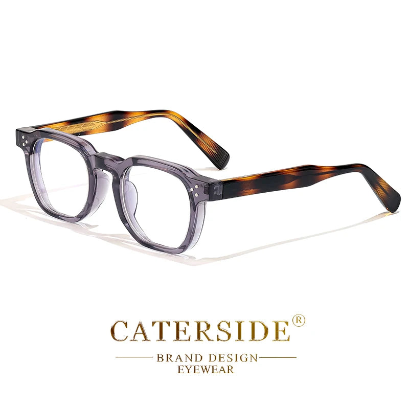 Lunettes optiques à monture transparente carrée et branches effet écaille de tortue Caterside