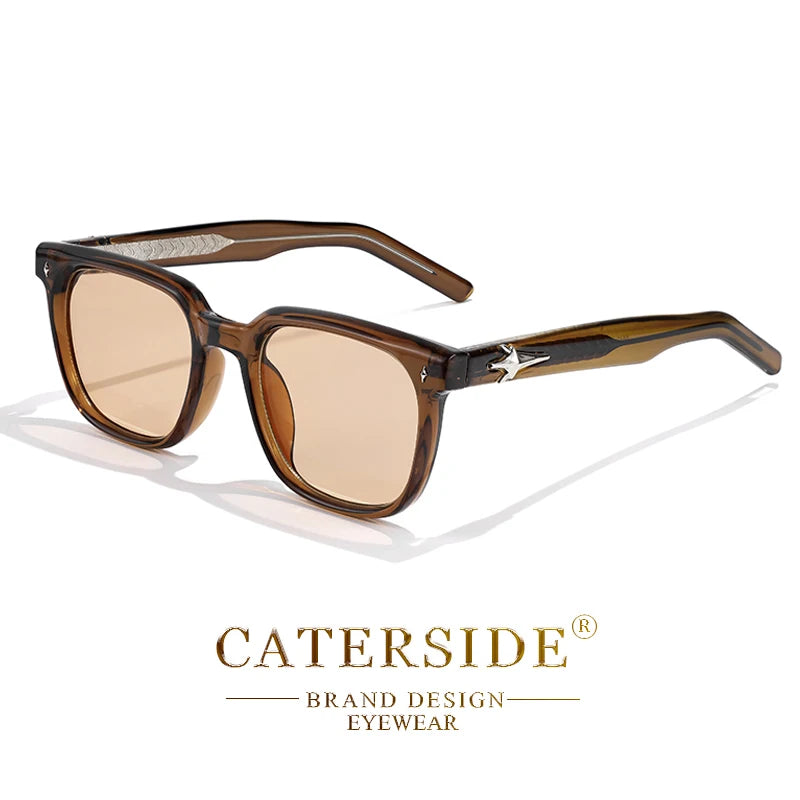 Lunettes de soleil Carrées marron transparentes avec verres teintés et logo métal sur la branche