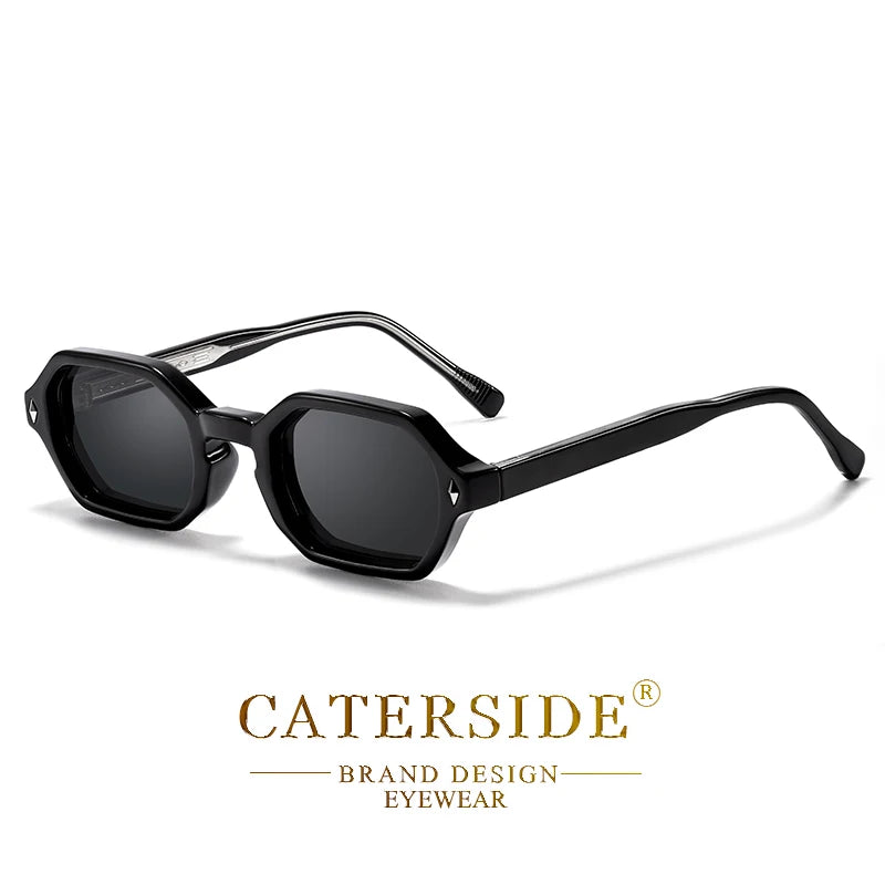 Lunettes de soleil noires Caterside design octogonal pour protection UV élégante