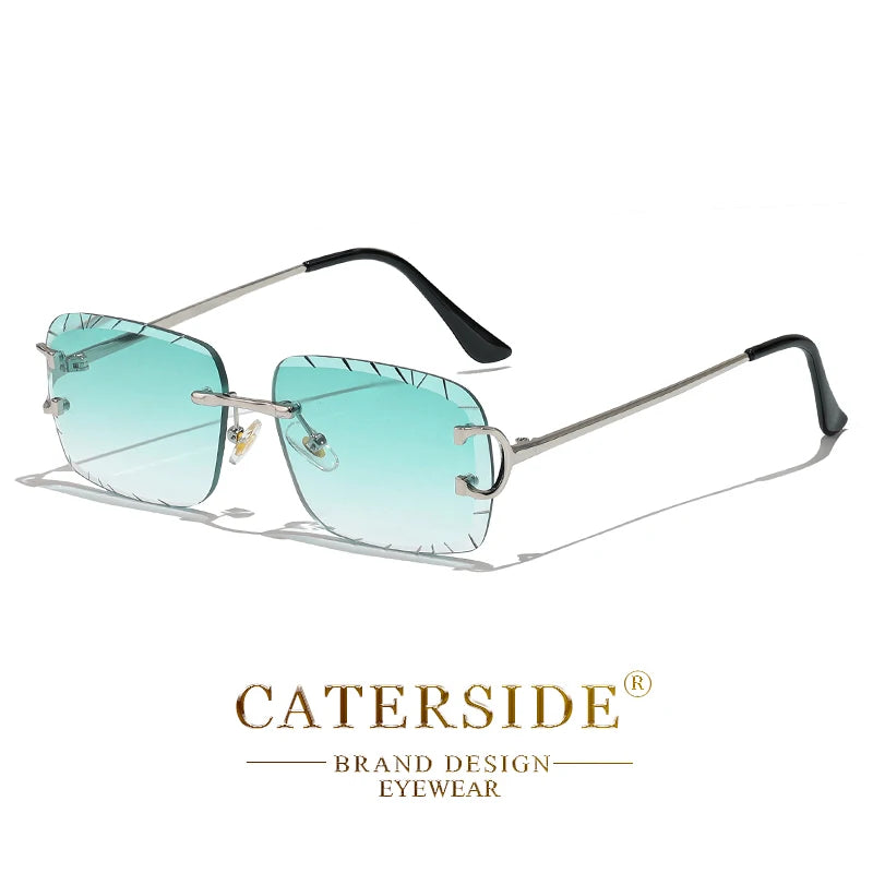 Lunettes de soleil Caterside monture métallique argentée verres dégradés bleu clair design moderne