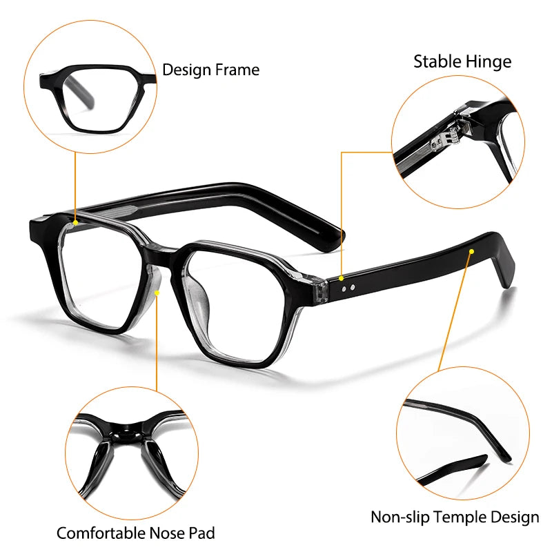 CATERSIDE™ Monture Carrée Classique – Style Rétro Premium | Lunettes Optiques Unisexe, Acétate Haute Qualité
