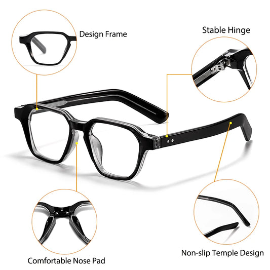 CATERSIDE™ Monture Carrée Classique – Style Rétro Premium | Lunettes Optiques Unisexe, Acétate Haute Qualité