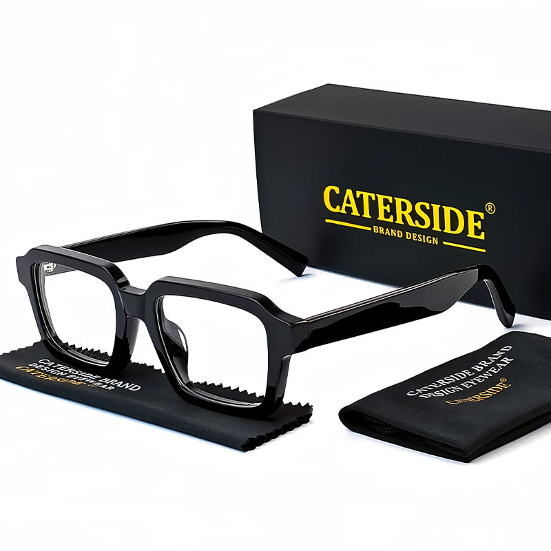 CATERSIDE™ Square Vintage Glasses in Acetate – Wide Unisex Frame for Modern Style and Timeless Elegance