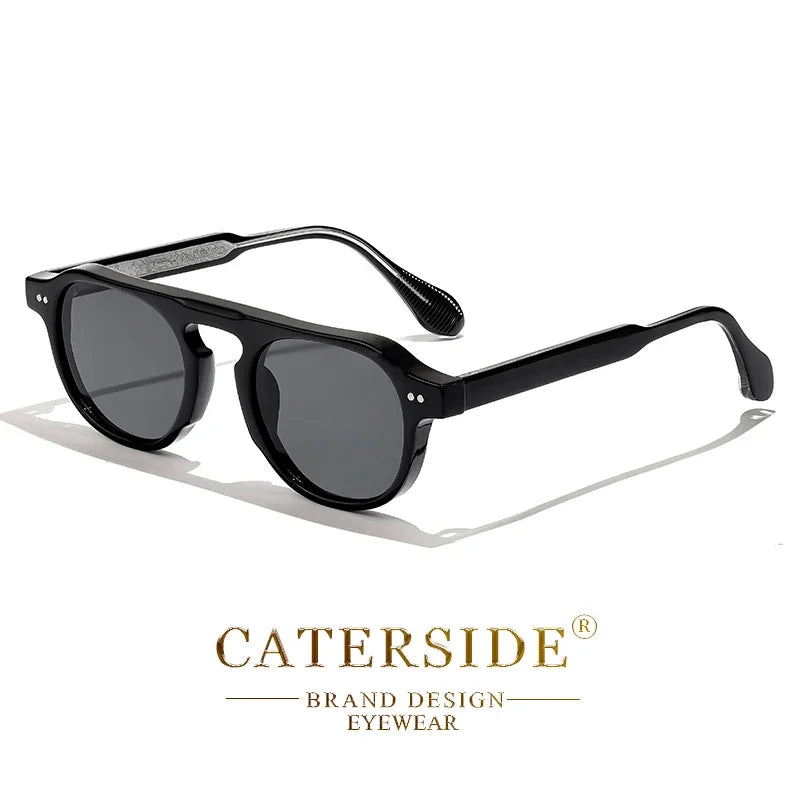 Lunettes de soleil noires rondes style vintage avec monture épaisse CaterSide
