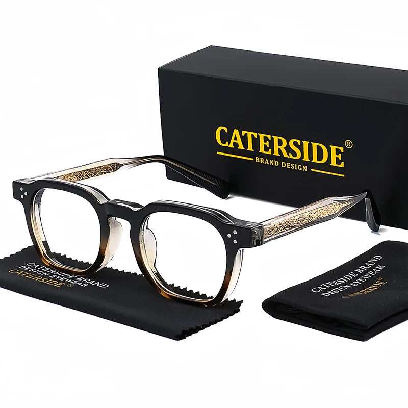Lunettes de vue CateRside design noir et beige avec emballage et étui de marque CateRside