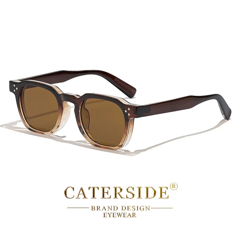 Lunettes de soleil Carrées Caterside en acétate dégradé marron avec verres teintés