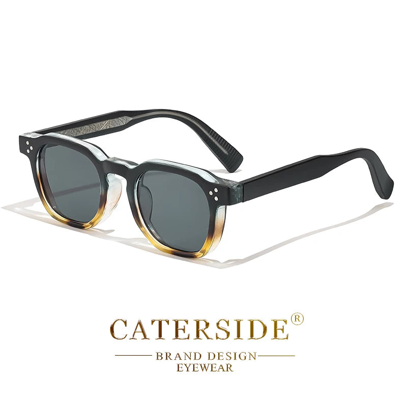 Lunettes de soleil CaterSide design, monture noire dégradée marron, verres foncés carrés