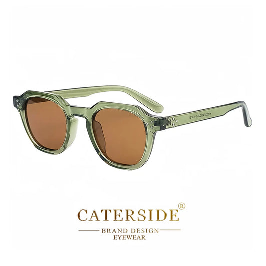 Lunettes de soleil CaterSide design vert transparent avec verres marron et monture géométrique