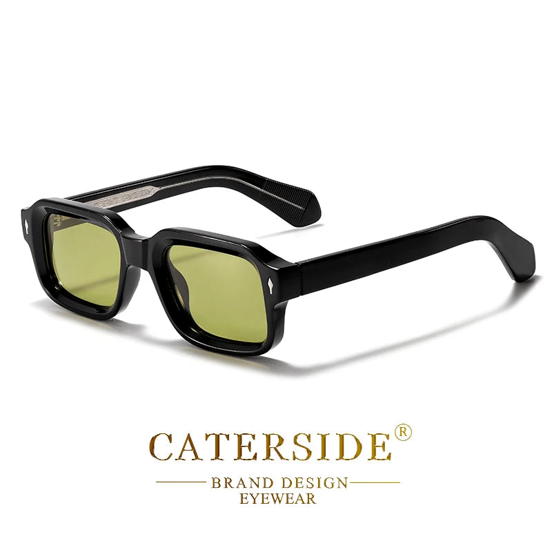 Lunettes de soleil carrées noires avec verres jaunes design marque Caterside