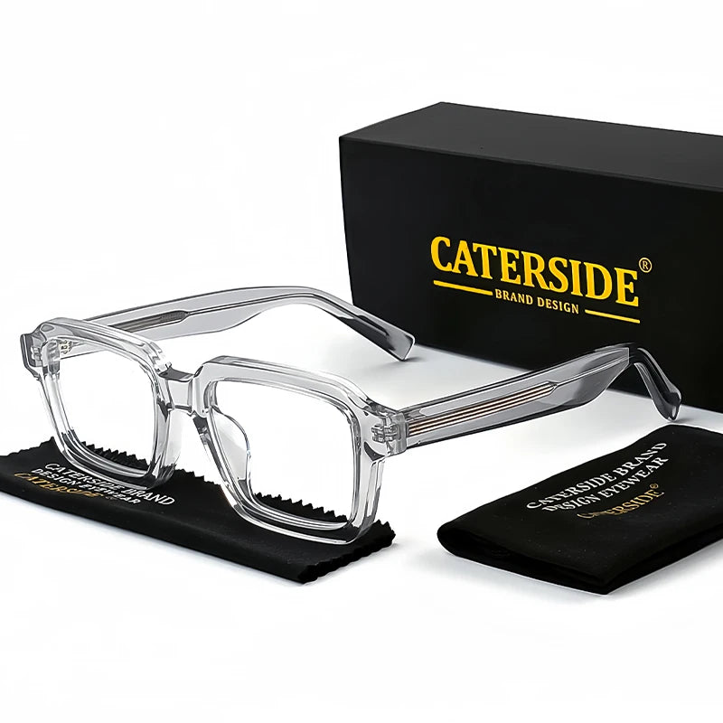 CATERSIDE™ Square Vintage Glasses in Acetate – Wide Unisex Frame for Modern Style and Timeless Elegance